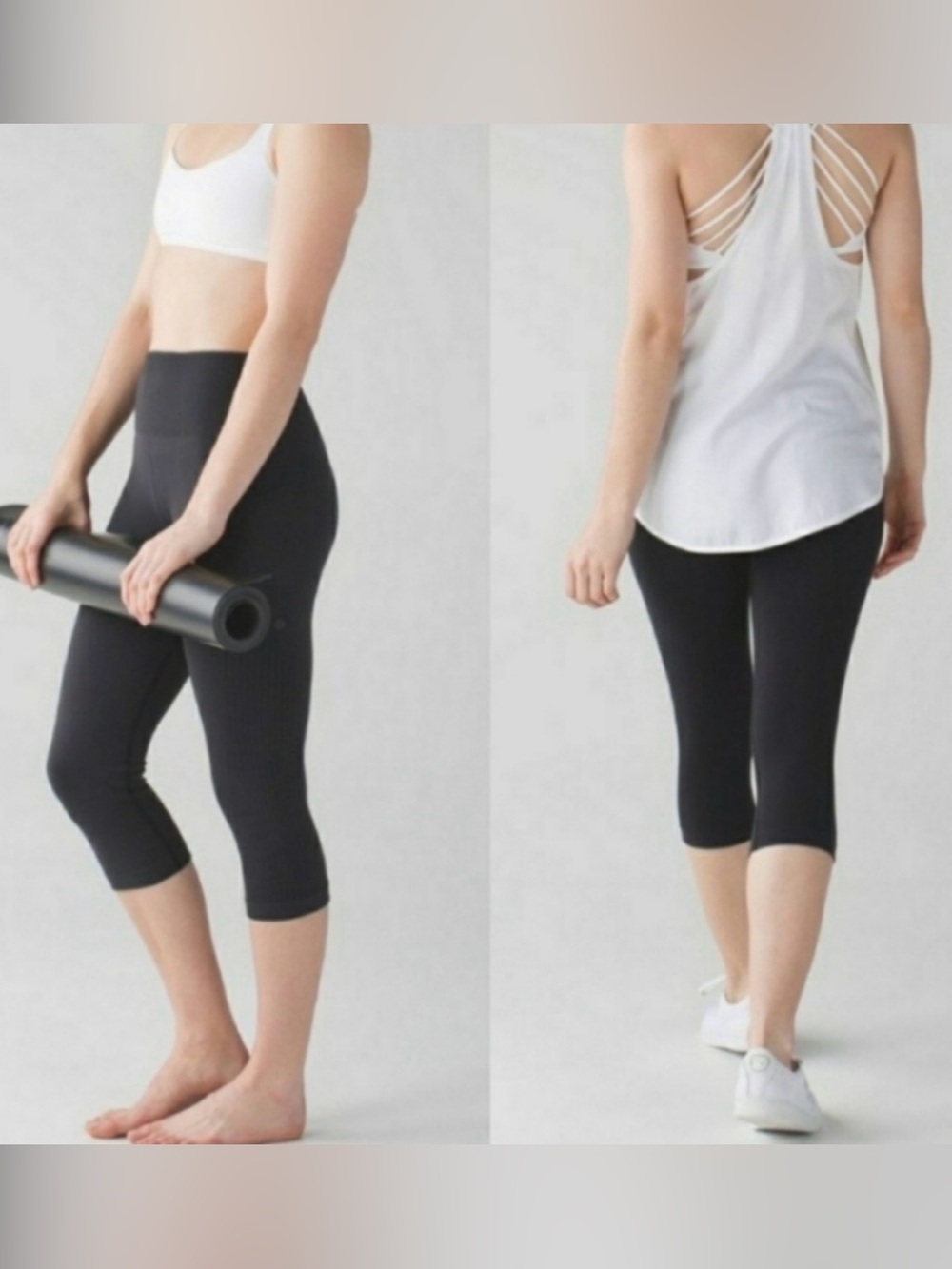 Lululemon Flow & Go Crop Leggings Black Size 6 High Rise Seamless Capri